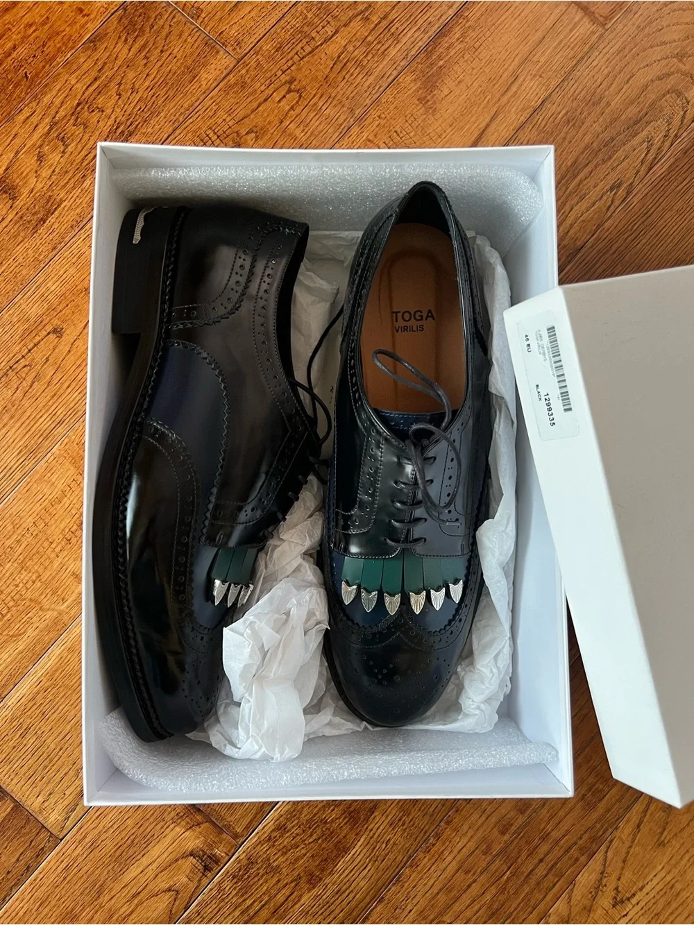 TOGA VIRILIS Men’s Shoes Polido Front Tassel Leather Brogues Size 13 (46 EU)